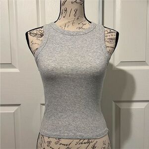 Gray Ribbed Tank Top